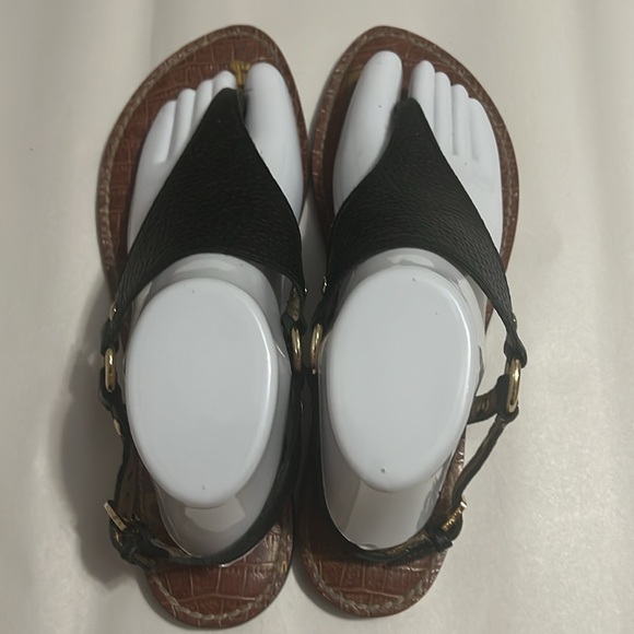 Sam Edelman Greta Black Leather Thong Sandals | Size 10M | Boho Gold Hardware - Picture 7 of 13